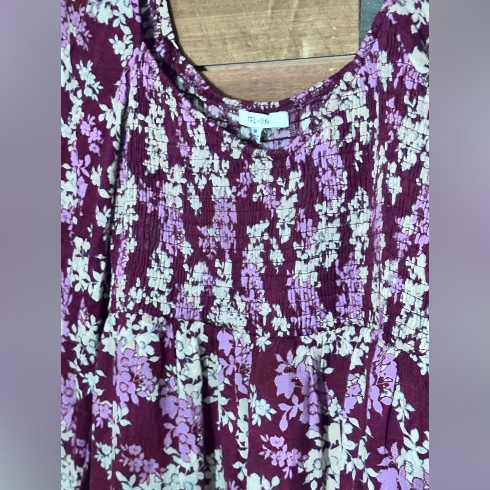 Smocked Floral Ruffle Hem Dress – Fall Boho Style - Picture 5 of 7
